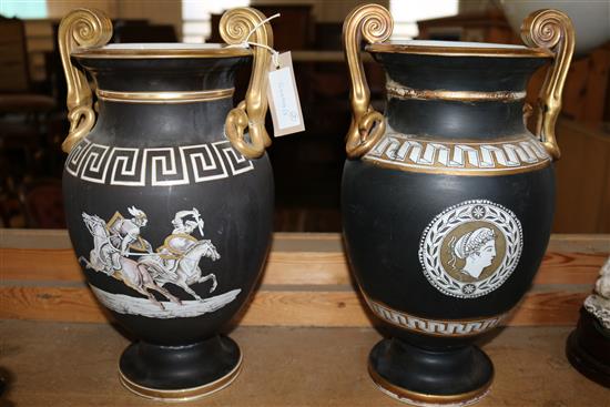 Pair Etruscan style vases